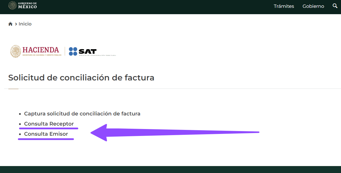 Consultar reporte Conciliacion de Factura sat SAT ADN Fiscal