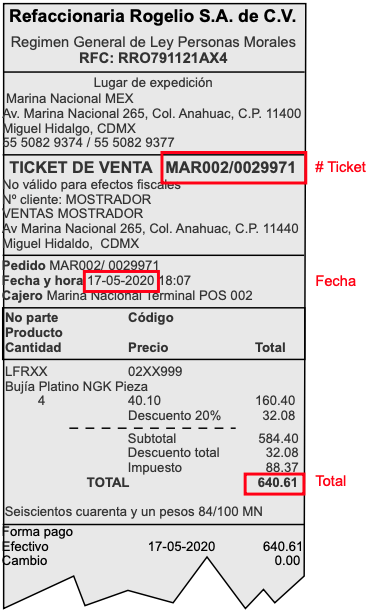 Ejemplo ticket Rolcar facturacion Facturacion ADN Fiscal