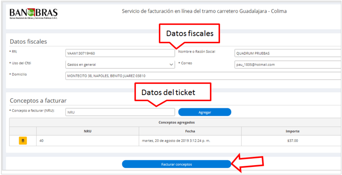 Ingresar datos fiscales y ticket Casetas Guadalajara Colima facturacion Facturacion ADN Fiscal