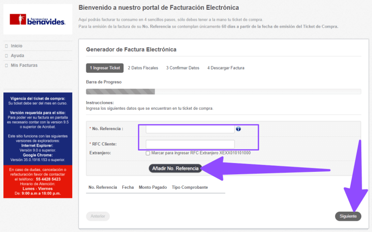 Facturación Farmacias Benavides - Generar Factura