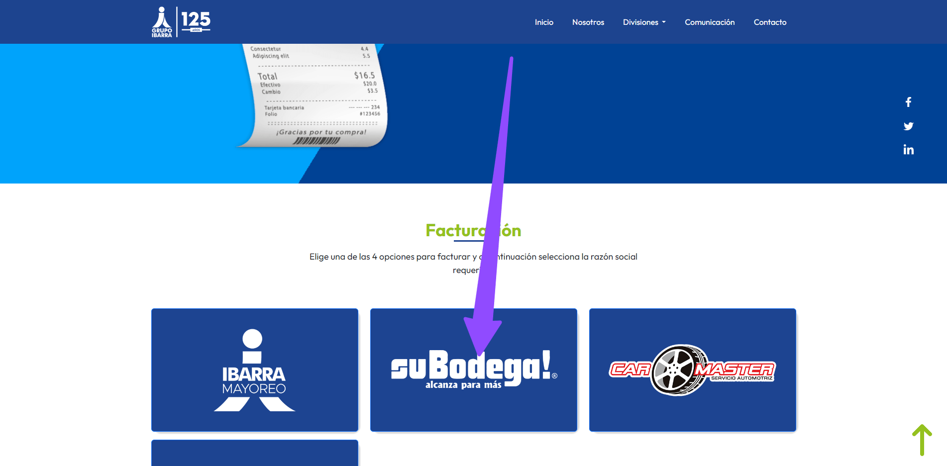 clic en logo suBodega seleccionar sucursal Facturacion ADN Fiscal