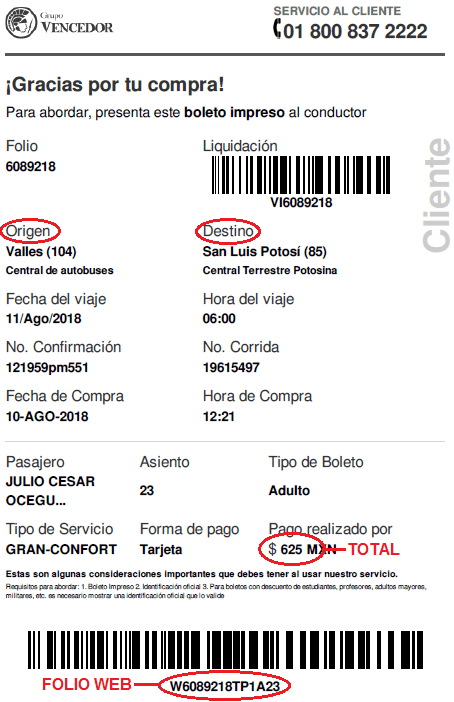 ejemplo boleto internet facturar Grupo Vencedor Facturacion ADN Fiscal
