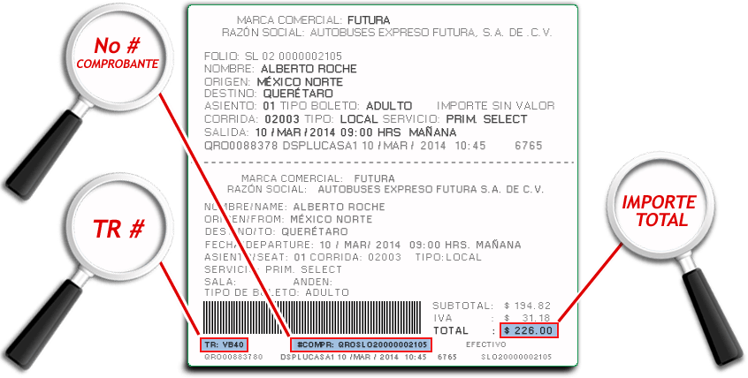 ejemplo boleto taquilla y oxxo Estrella Blanca facturacion Facturacion ADN Fiscal