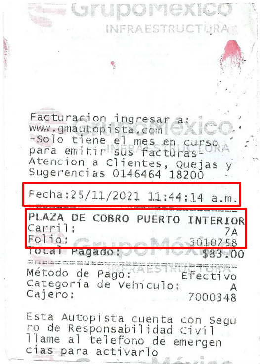 ejemplo datos ticket facturar GMAutopista Grupo Facturacion ADN Fiscal