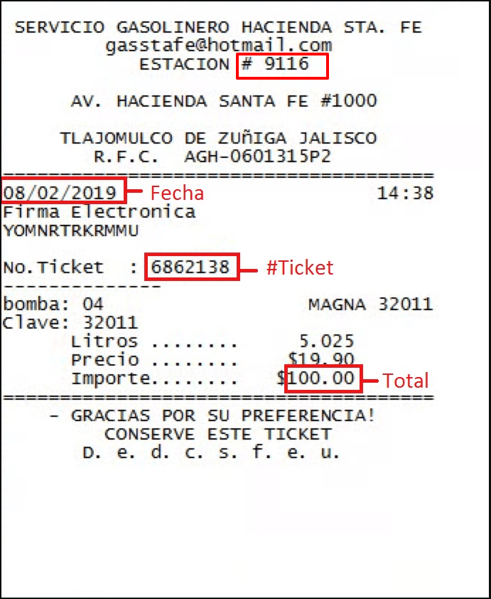 ejemplo de ticket PetroSistemas facturacion Facturar Tickets ADN Fiscal