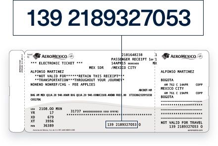 ejemplo numero de boleto Aeromexico para facturar Facturacion ADN Fiscal