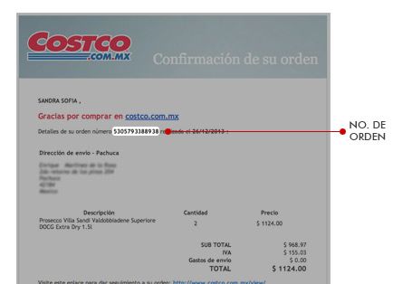 ejemplo orden compra online facturar Costco Facturacion ADN Fiscal
