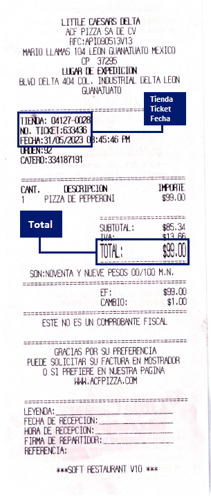 ejemplo ticket ACF PIZZA facturacion Facturacion ADN Fiscal