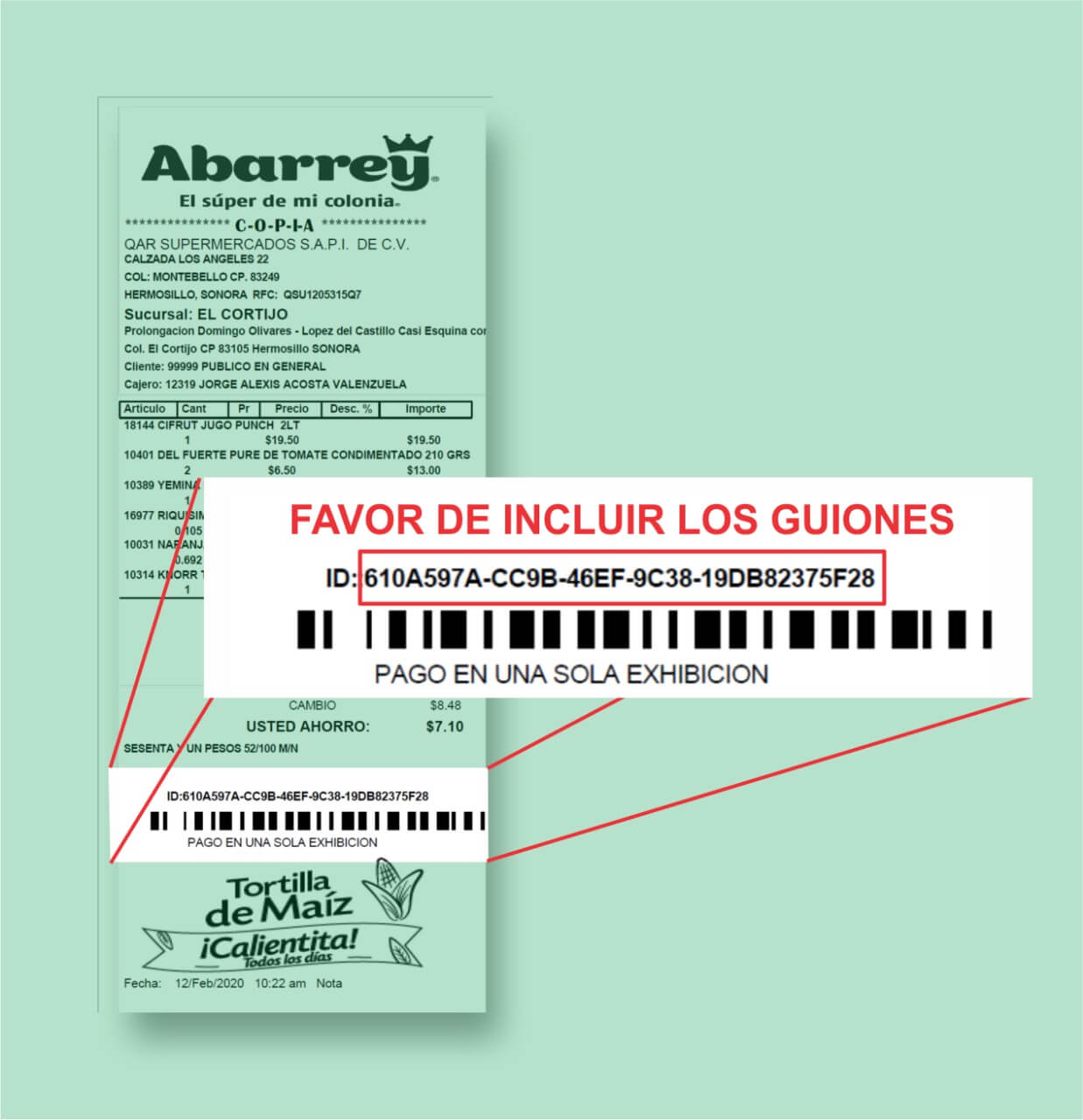 ejemplo ticket Abarrey facturacion Facturacion ADN Fiscal