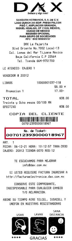 ejemplo ticket Dax facturacion Facturacion ADN Fiscal