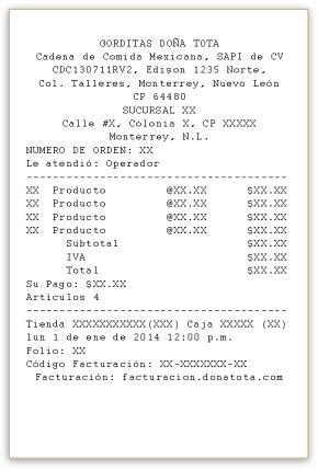 ejemplo ticket Dona Tota facturar Facturacion ADN Fiscal
