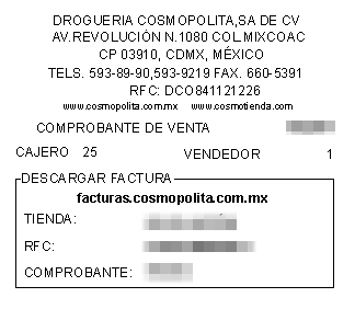 ejemplo ticket Drogueria Cosmopolita facturacion Facturacion ADN Fiscal