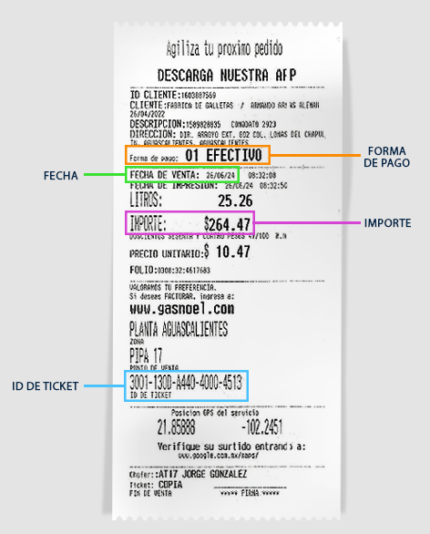 ejemplo ticket Gas Noel facturar Facturar Tickets ADN Fiscal