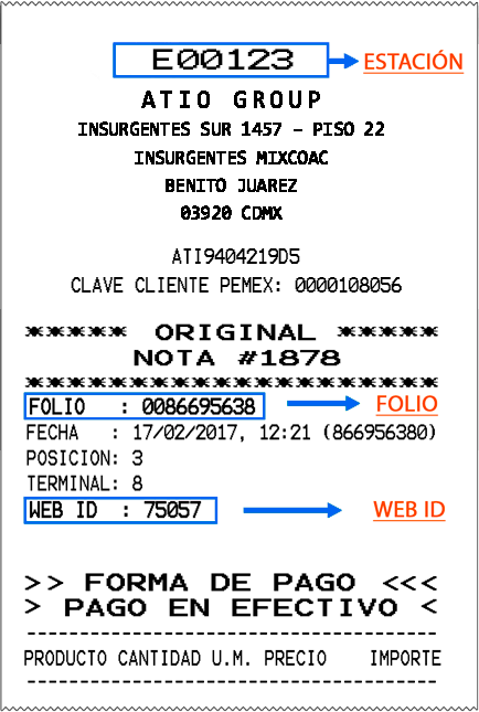 ejemplo ticket Gasolineras La Promesa facturar Facturacion ADN Fiscal