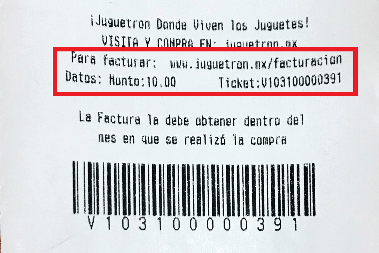 ejemplo ticket Juguetron facturar Facturacion ADN Fiscal
