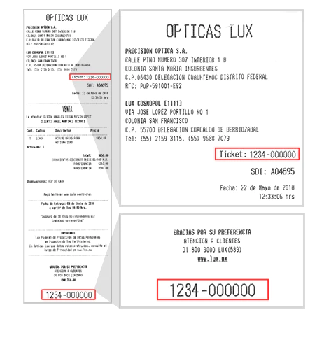 ejemplo ticket Opticas LUX facturacion Facturacion ADN Fiscal