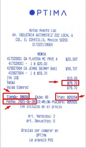 ejemplo ticket Optima facturacion Facturacion ADN Fiscal