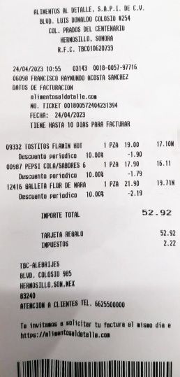 ejemplo ticket Taste facturacion Facturar Tickets ADN Fiscal