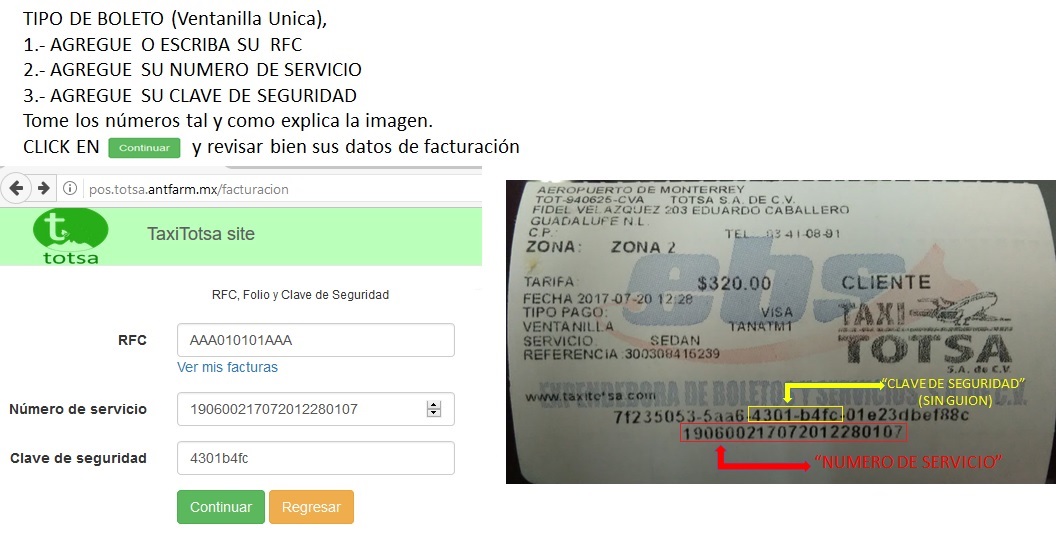 ejemplo ticket Taxi Totsa facturar Facturar Tickets ADN Fiscal