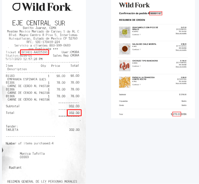 ejemplo ticket Wild Fork facturar Facturar Tickets ADN Fiscal