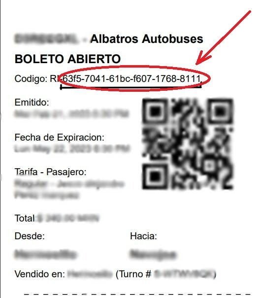 ejemplo ticket abierto facturacion Albatros Autobuses Facturacion ADN Fiscal