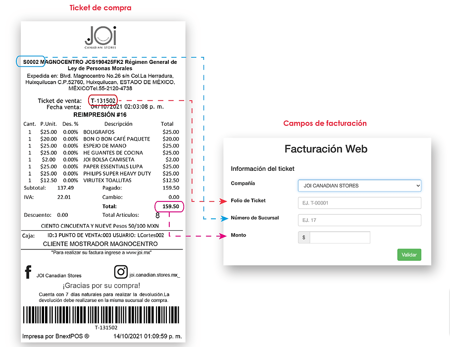 ejemplo ticket compra JOi facturacion Facturacion ADN Fiscal