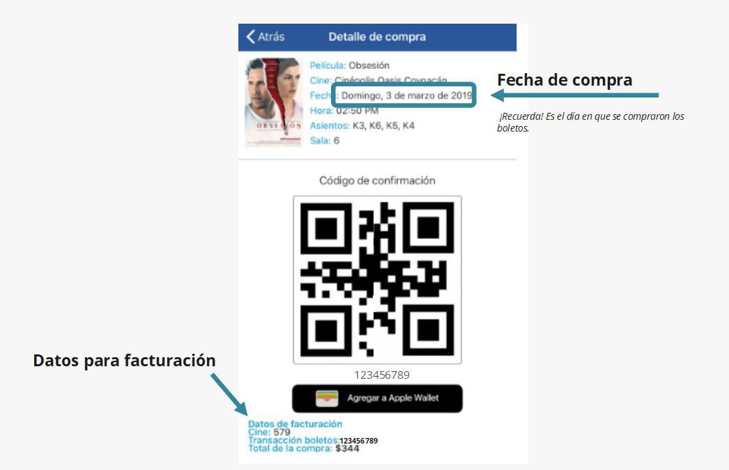 ejemplo ticket compra en app Cinepolis facturacion Facturacion ADN Fiscal