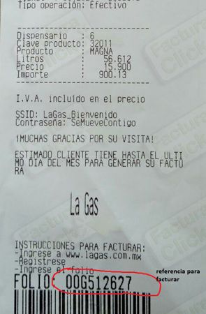 ejemplo ticket datos facturar La Gas Facturacion ADN Fiscal