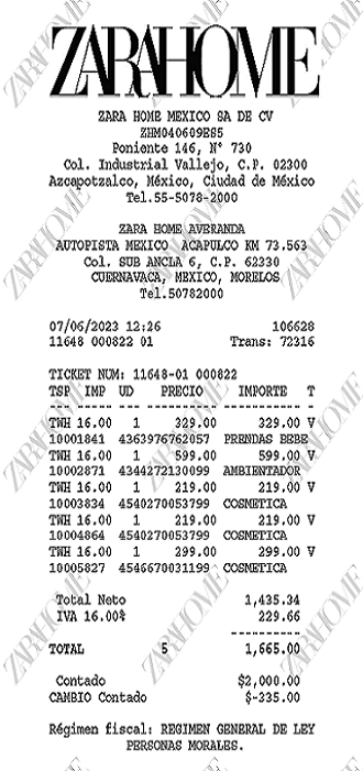 ejemplo ticket facturacion Zara Home Facturacion ADN Fiscal