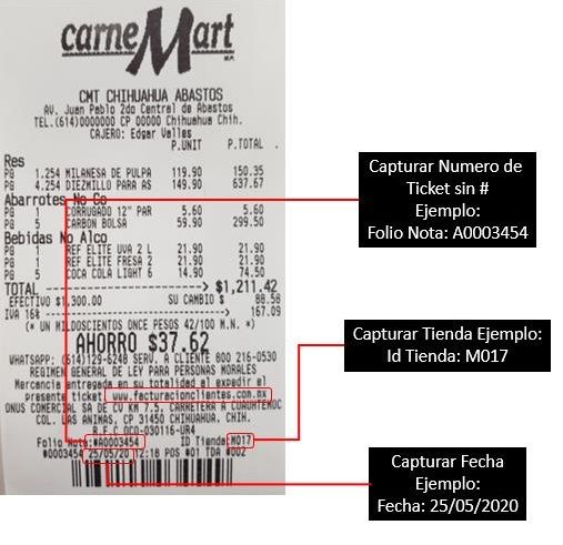 ejemplo ticket facturar CarneMart Facturacion ADN Fiscal