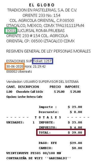 ejemplo ticket facturar El Globo Facturacion ADN Fiscal