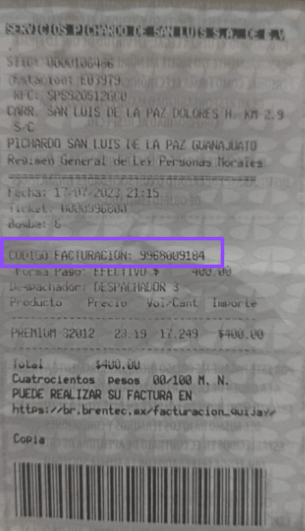 ejemplo ticket facturar El Quijay gasolineras Facturacion ADN Fiscal