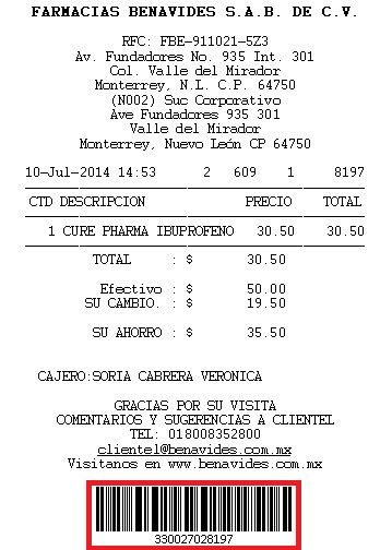 ejemplo ticket facturar Farmacias Benavides Facturacion ADN Fiscal