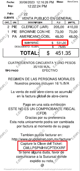 ejemplo ticket facturar Grupo Telnet Facturacion ADN Fiscal