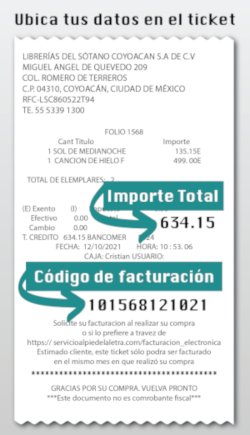 ejemplo ticket facturar Librerias el Sotano Facturar Tickets ADN Fiscal