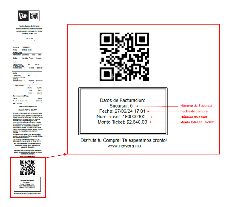 ejemplo ticket facturar New Era Cap Facturar Tickets ADN Fiscal