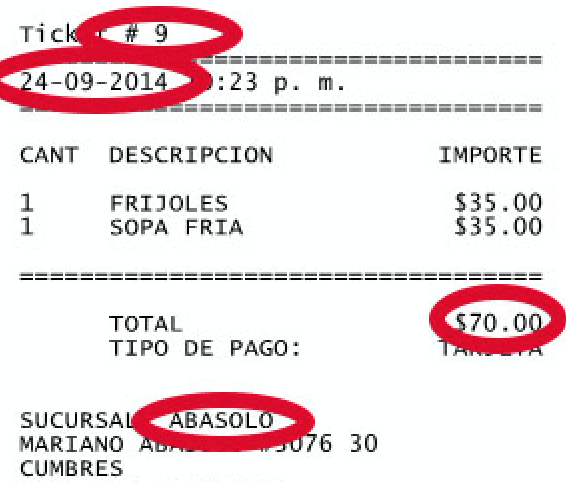 ejemplo ticket facturar POLLO FELIZ Facturacion ADN Fiscal