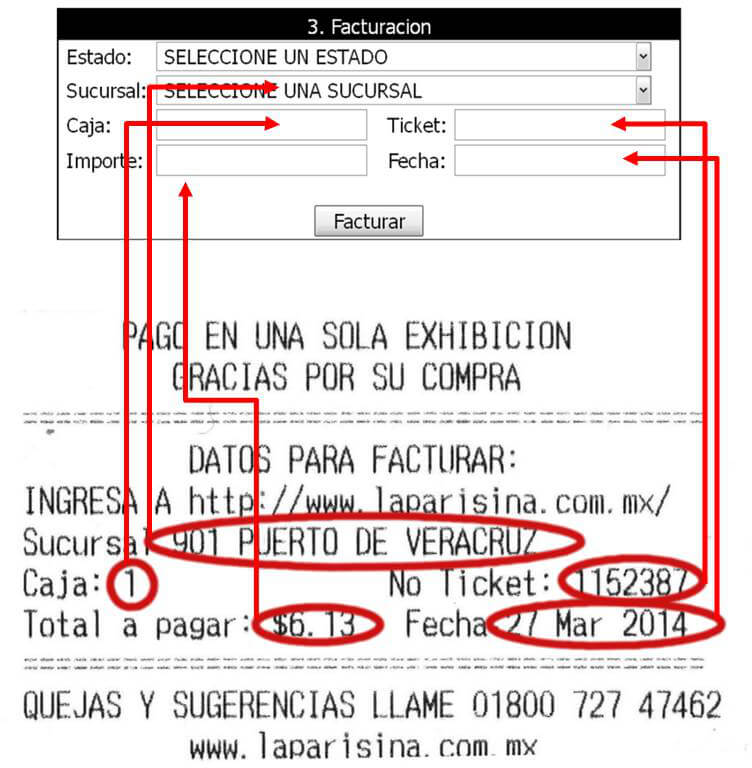 ejemplo ticket facturar Parisina Facturacion ADN Fiscal