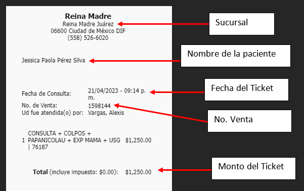 ejemplo ticket facturar Reina Madre Facturar Tickets ADN Fiscal
