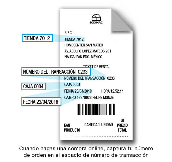 ejemplo ticket facturar Sodimac Facturacion ADN Fiscal
