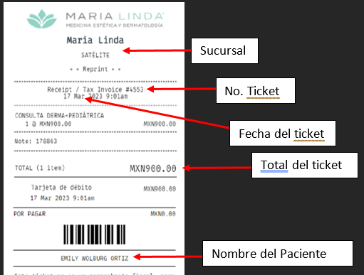 ejemplo ticket facturar maria linda Facturar Tickets ADN Fiscal