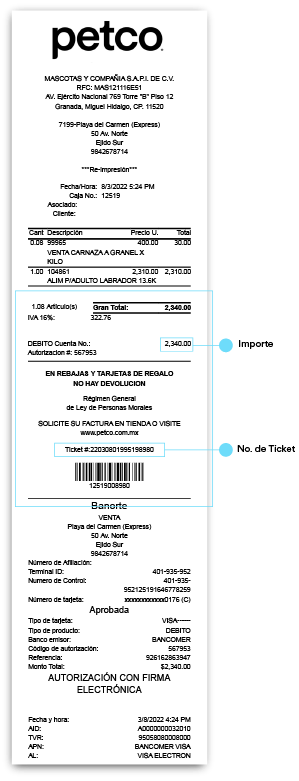 ejemplo ticket petco facturacion Facturacion ADN Fiscal