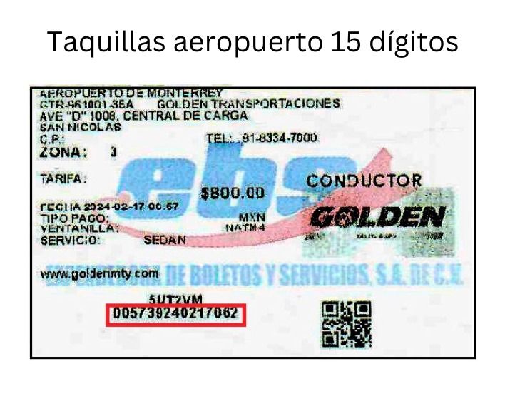 ejemplo ticket taquilla aeropuerto Golden MTY facturar Facturar Tickets ADN Fiscal