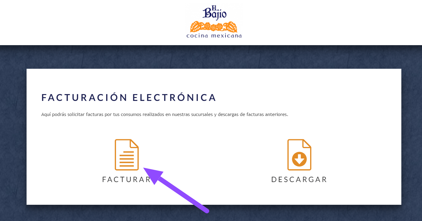 entrar a facturar El Bajio restaurante 1 Facturar Tickets ADN Fiscal
