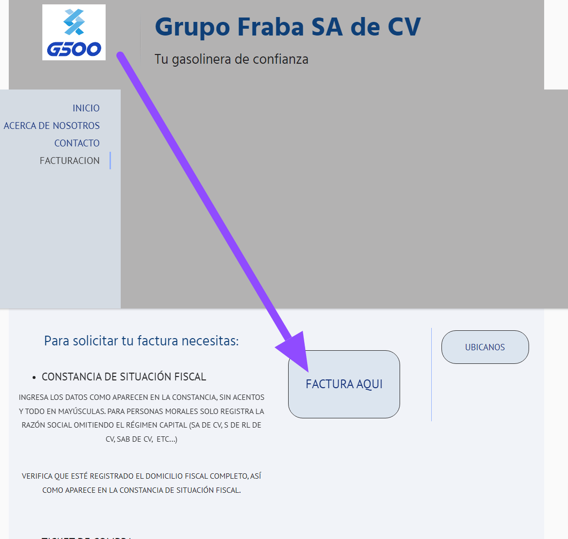 entrar facturacion Grupo Fraba Facturar Tickets ADN Fiscal