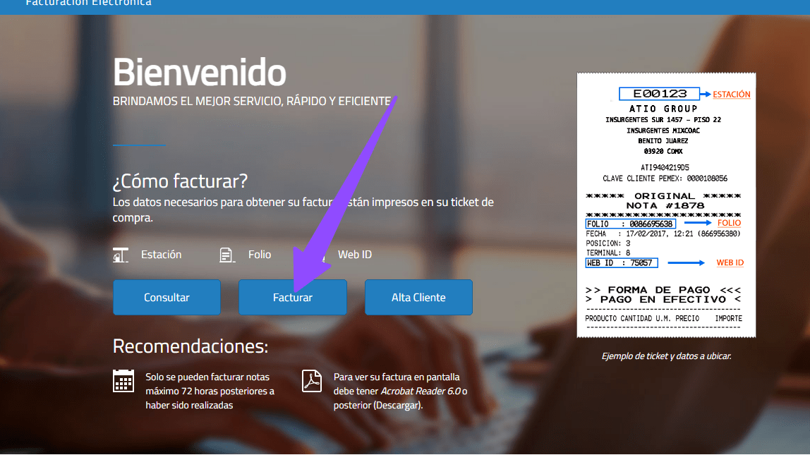 entrar facturar Energia y Servicios Coordinados Facturar Tickets ADN Fiscal