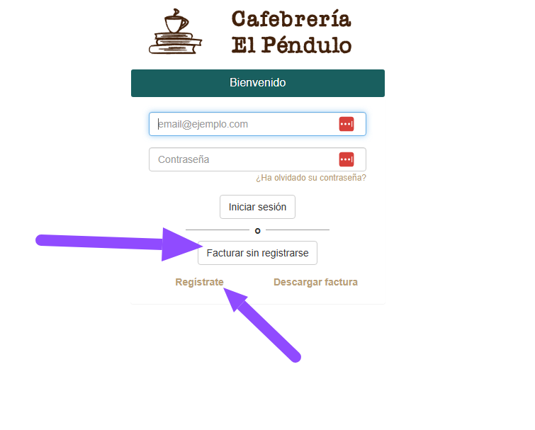facturar sin cuenta Cafebreria El Pendulo Facturar Tickets ADN Fiscal
