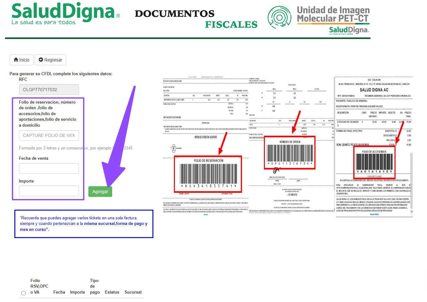 ingresar datos ticket Salud Digna facturacion Facturacion ADN Fiscal