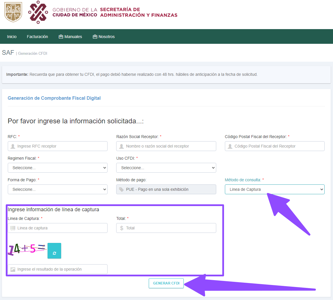 ingresar linea de captura factura gobierno de la ciudad de mexico Facturar Tickets ADN Fiscal