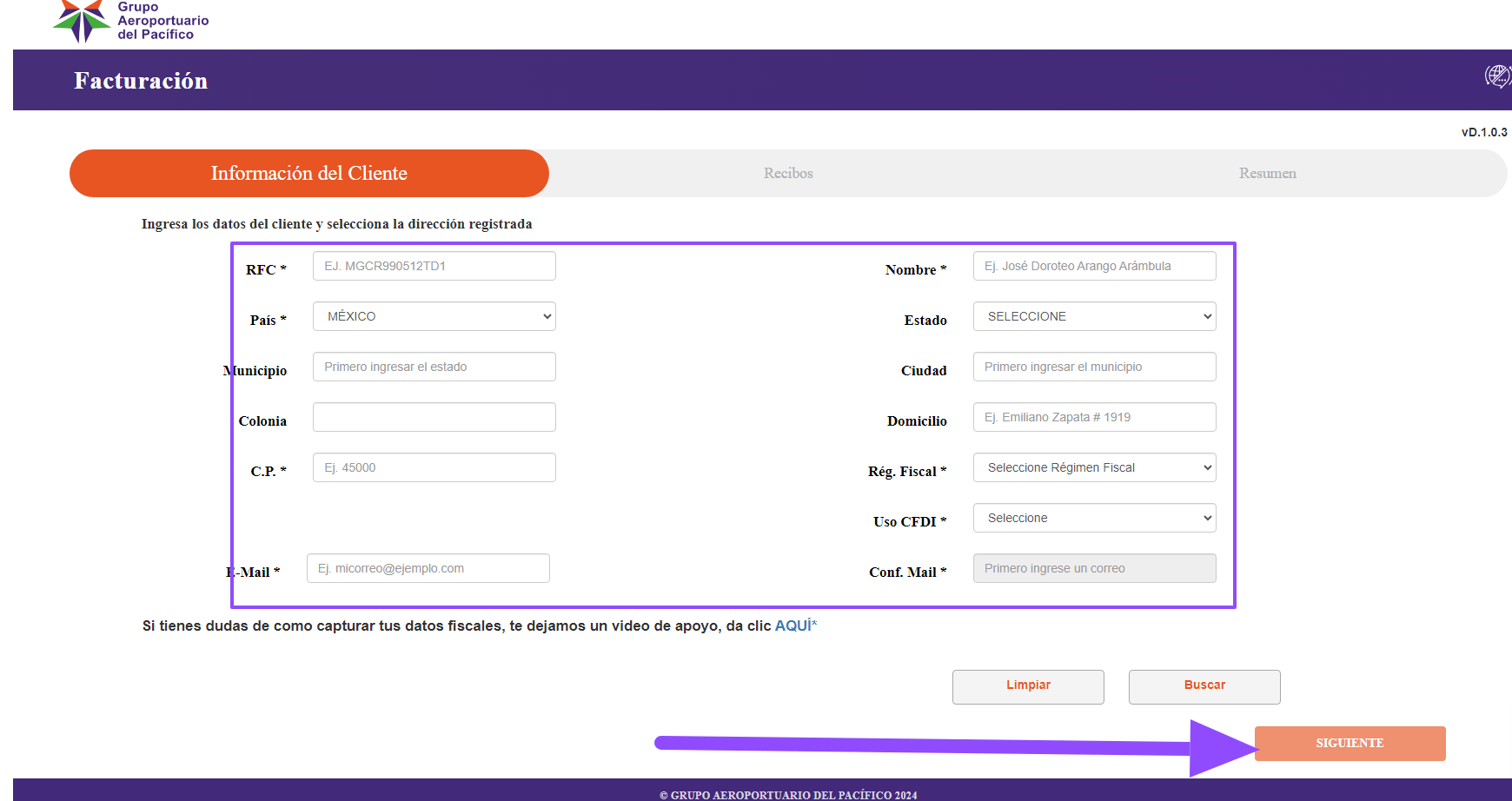 ingresar rfc y datos fiscales Servicios GAP Grupo Aeroportuario del Pacifico facturar Facturar Tickets ADN Fiscal